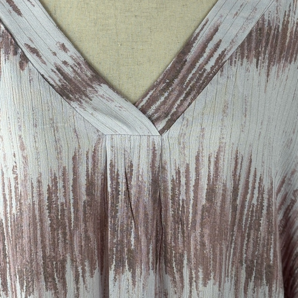 EMILY WONDER Mauve Artsy V Neck Abstract Print Tunic Top Blouse 2X New NWT - Picture 2 of 11